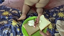 My anal slave eats a delicious sandwich prepared in her ass hole