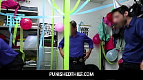 PunishedThief -Teen Minxx Marley é pego furtando em uma loja pela 3ª vez durante uma festa e é por gangue