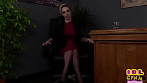 CFNM secretary femina sucks white cock in office in POV