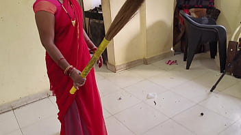Desi Bhabhi fucks with her boss while sweeping
