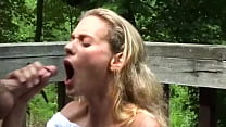 Skinny hot blonde wife gets fucked outside! Dick on the Deck  Mindy YummyMama gets a good hard fuck and HUGE facial!
