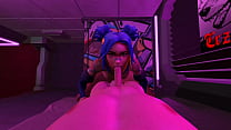 Neon de Valorant me la chupa después del partido l animación 3D hentai