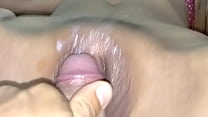 Rubbing the cock on the Thai nurse's clit until he cums in her pussy.