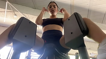Latina Fitness cums in the gym bathroom silently