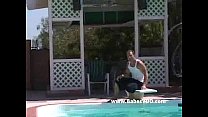 Busty chick fucking on poolside